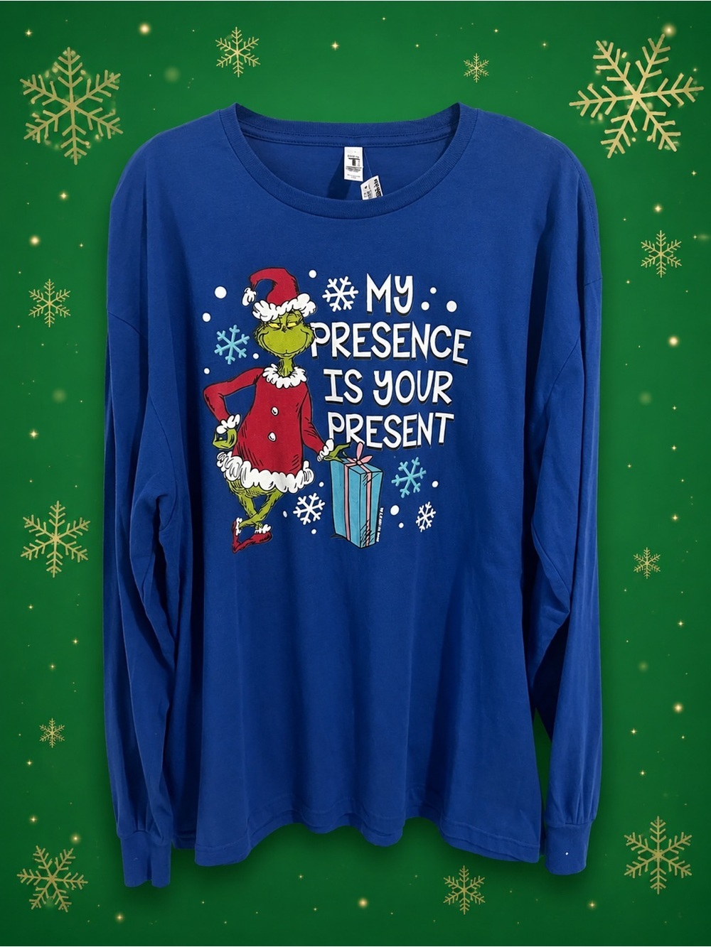 Unisex Adult Blue Grinch Holiday Long-Sleeve Tee - XXL NWT (Kohl’s) 💚💚💫
